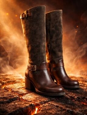 Jessica Simpson Niagara Brown Mixed Suede Knee-High Riding Boots Sz 7 Block Heel